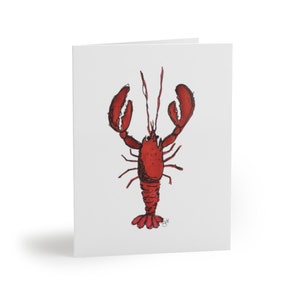 Maine Lobster Watercolor Print Greeting cards (8, 16, and 24 pcs)