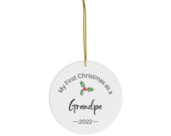 Grandpa First Christmas Ornament (v.2) | Holiday | Christmas | Ornament | Gift | Watercolor | Grandpas first | grandfather | Grandpa