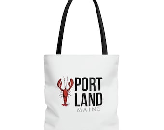 Portland Maine Lobster Watercolor Print Tote Bag  |  Beach Bag | Boat Bag | Tote Bag Gift | Maine Gift | Shopping Tote | Shopping Bag