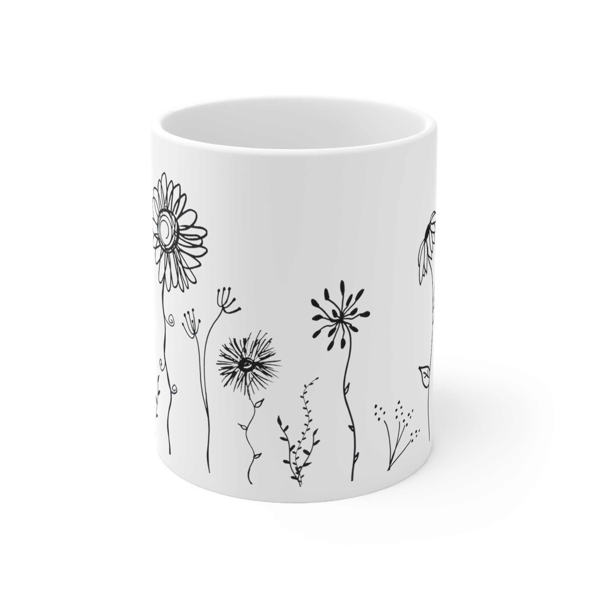 Flower Field Mug White Black 2個セット Flower Field Mug White Black 2個セット