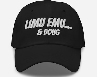 Limu Emu and Doug Funny Commercial Embroidered Black Hat Liberty Mutual Insurance Mascot Gift