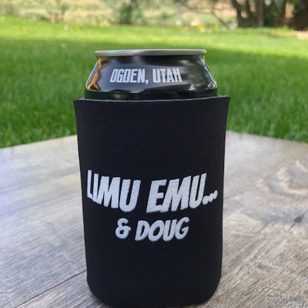 LiMu Emu and Doug Funny TV Commercial Custom Beer Koozie/Can Cooler/Cozie Gifts/Gifts for Him/Gifts for Dad/Father's Day Gifts/Friend Gifts