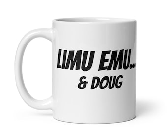 Limu Emu and Doug Funny Commercial Coffee Mug Liberty Mutual Insurance Mascot Gift