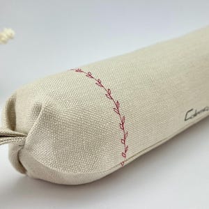 Embroidered Linen Pillow for Travel Roll Mini Cushion, Chair Bolster, Small Cylindrical Lumbar Pillows, Relaxation Gifts, Airplane Pillow