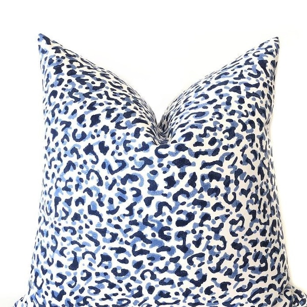 Blue Leopard Pillow Etsy