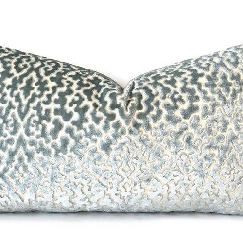 Teal Pillow Cover Vermicelli Cut Velvet Aristocrat Luxury Etsy