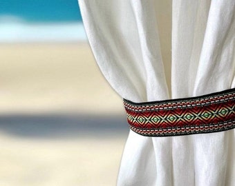Country Western Curtain TieBacks Boho Holdbacks Custom Woven Tie Backs for Linen Curtains Cottage Home Decor Natural Panel Ties MORE colors