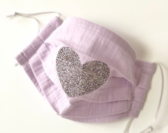 Gauze Face Mask: 100% Cotton, Adjustable Elastic Ear Loops