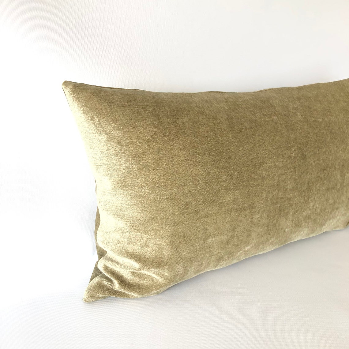 Olive Green Lumbar Pillow Cover Chenille Velvet Throw Pillow Etsy