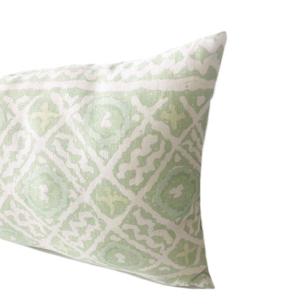 Pastel Green Pillow Lime Linen Trellis Ivory Lumbar Summer Tropical Home Decor Chair Accent Throw Pillows Soft Luxury Cotton Cushion Covers