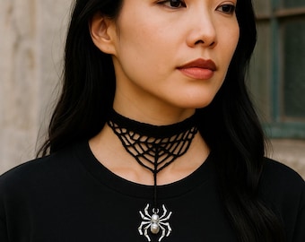 Gargantilla de telaraña, collar de telaraña, patrón de crochet gótico victoriano