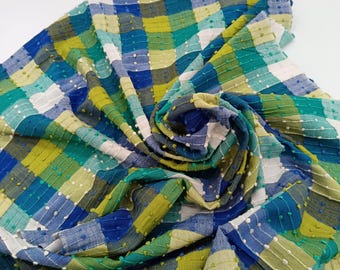 Guatemalan Handwoven Pepenado Blue Fabric by Yard - Traditional Motif Textile for Crafts & Home Decor