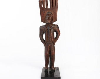 Figura coleccionable de decoración de madera guatemalteca artesanal vintage - Hondas de arte popular