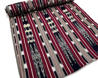 Guatemalan Handwoven Ikat Fabric - Traditional Red Wine Motif Cotton Textile for Crafts & Home Decor