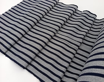 Guatemalan Handwoven Indigo Blue Striped Fabric by Yard - Traditional Textile for Sewing Crafts Upholstery