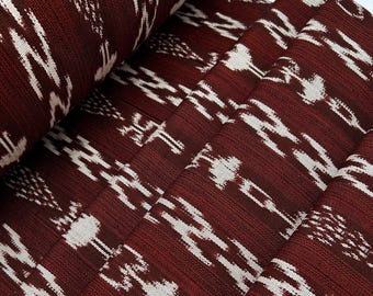 Guatemalan Handwoven Brown Ikat Fabric by Yard - Traditional Motif Textile Cotton Material