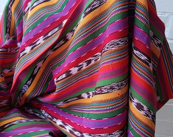 Guatemalan Handwoven Ikat Fabric by Yard - Traditional Motif Multicolor Textile Cotton