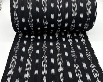 Guatemalan Handwoven Black Ikat Fabric by Yard - Traditional Motif Textile for Crafts & Home Decor