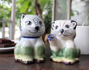 Hand-Painted Guatemalan Artisan Stoneware Cat Creamer Pitcher & Sugar Bowl Set - Collectible Kitchen Ceramics Gift