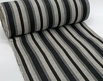 Guatemalan Handwoven Cotton Fabric by Yard - Traditional Black Stripe Motif Textile for Crafts & Home Decor