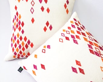 Fresh look FucsiaRed Geo design 16x16 Pillow cover
