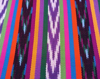 Guatemalan Handwoven Ikat Fabric by Yard - Traditional Striped Cotton Textile for Crafts & Home Decor