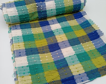 Guatemalan Handwoven Pepenado Blue Fabric by Yard - Traditional Motif Textile for Crafts & Home Decor