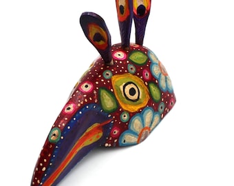 Handcrafted Guatemalan Peacock Mask - Colorful Wooden Wall Decor - Folk Art Bird Sculpture