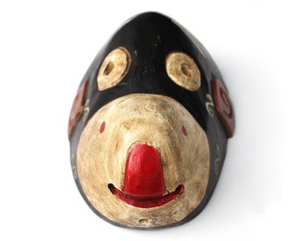 Máscara de decoración de pared de madera tallada - Máscara decorativa - Mono que sobresale de la lengua