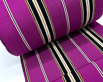 Guatemalan Handwoven Traditional Fabric - Magenta, Black, Gold Metallic material - Crafts & Home Decor