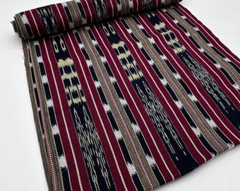 Guatemalan Handwoven Ikat Fabric - Traditional Red Wine Motif Cotton Textile for Crafts & Home Decor