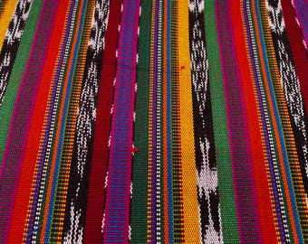 Guatemalan Handwoven Ikat Fabric by Yard - Traditional Motif Multicolor Textile Cotton