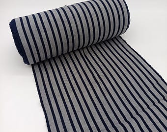 Guatemalan Handwoven Indigo Blue Striped Fabric by Yard - Traditional Textile for Sewing Crafts Upholstery