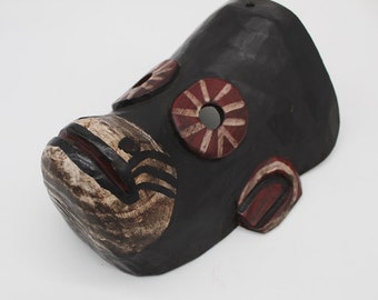 Máscara decorativa de pared de madera tallada - Máscara decorativa Mono sonriente