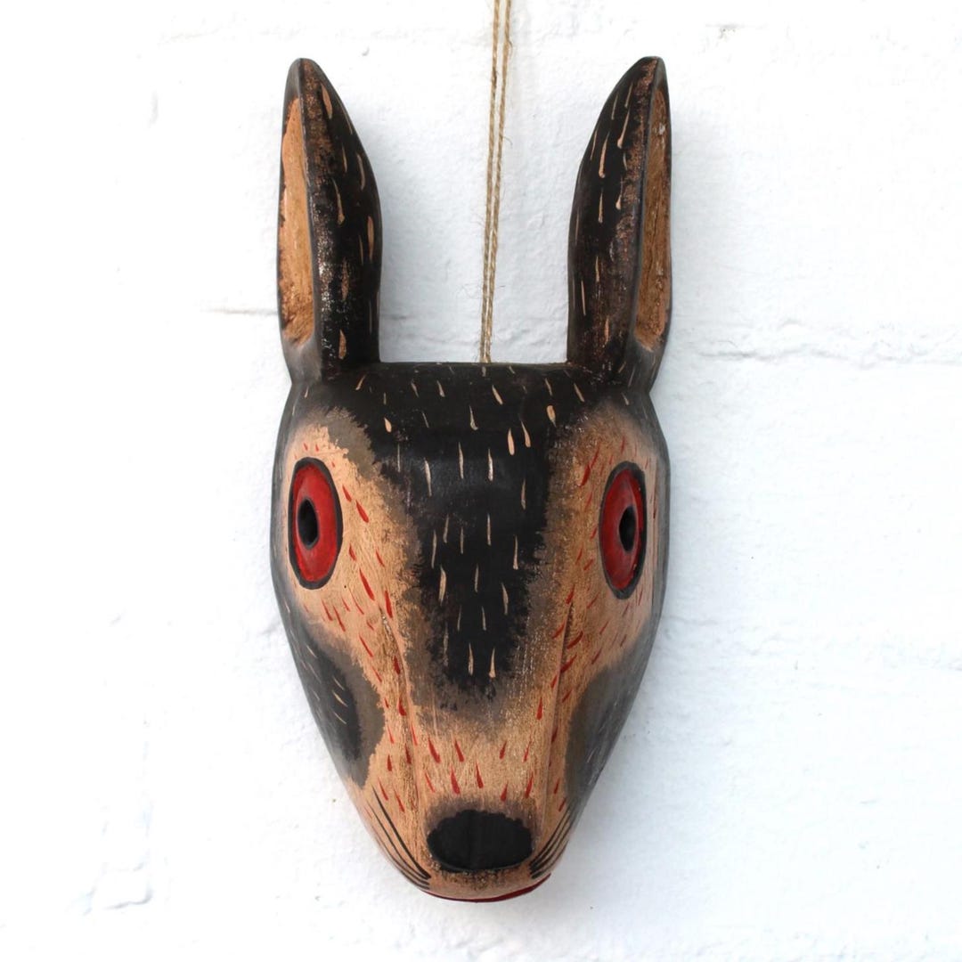 Cultural Rabbit Masks Hand Carved Wooden Rabbit Mask Guatemalan Mayan Folk Art | Bohemian ...