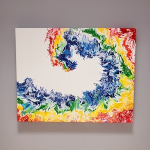 Original Rainbow Wave Acrylic Painting 24"x30"