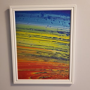 One Of A Kind Acrylic Abstract on Canvas Board Panel 16&#39;X20&quot; Framed Art