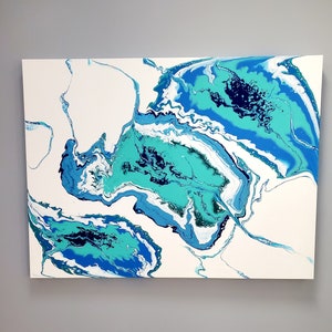 Coastal Large One Of A Kind Acrylic Abstract Gallery Wrapped 30&quot; x 40&quot;