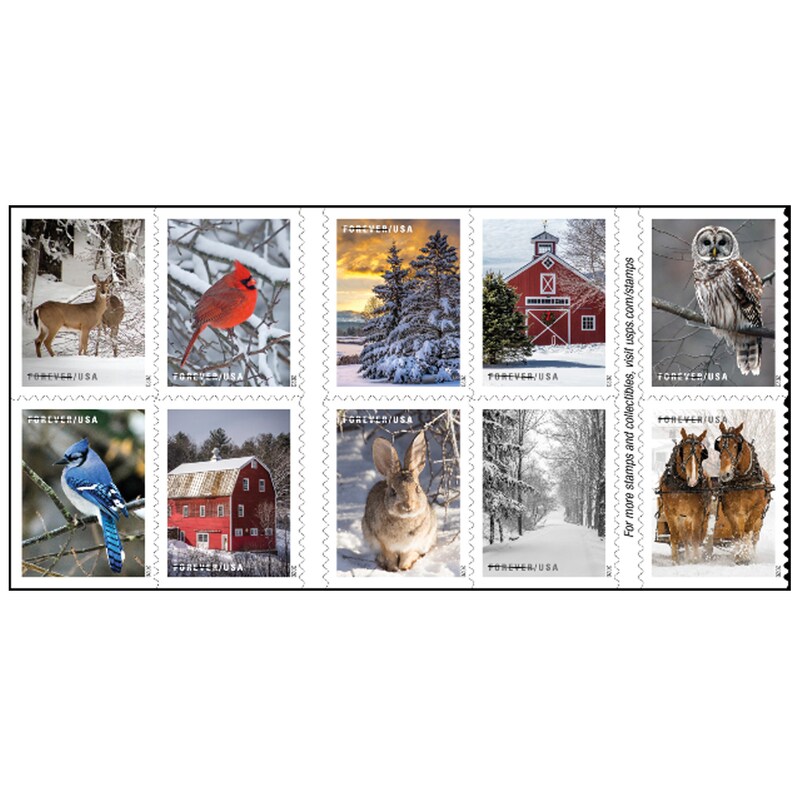Winter Scenes USPS Forever Postage Stamps Books of 20 First Etsy
