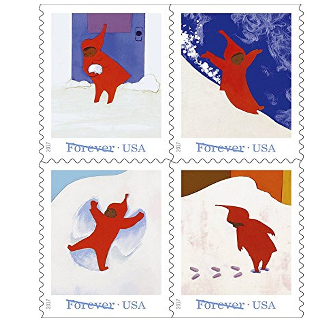Snowy Day USPS Forever Postage Stamps Book of 20 First Class Etsy