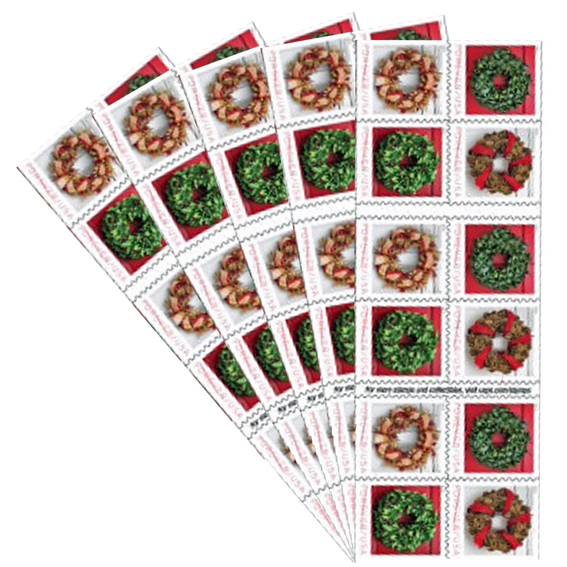 Holiday Wreath USPS Forever Postage Stamps Book of 20 Postal Etsy