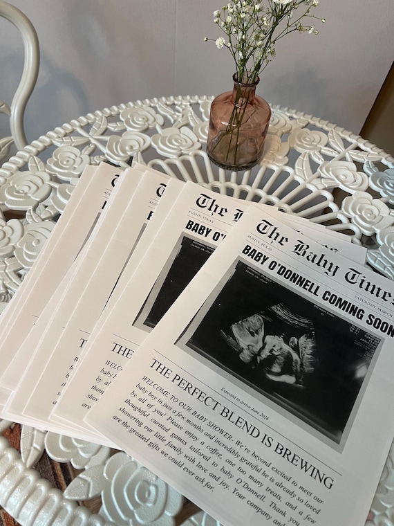 Baby is Brewing Baby Newspaper/Tabloid Template | Coffee Bar | Café Bebe Decor | Editable Canva Template | Instant Download
