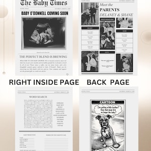 Puede incluir: Un anuncio estilo peri&oacute;dico con el titular "The Baby Times" y "Baby O'Donnell Coming Soon." La portada incluye una imagen de ultrasonido. Otras p&aacute;ginas presentan fotos familiares, una sopa de letras y una caricatura.