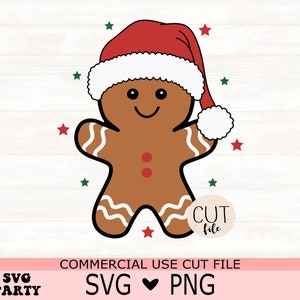 Svg Png Digital File Gingerbread Santa Hat Christmas Kids Children&#39;s Cuttable Cutting Cut File - INSTANT DOWNLOAD