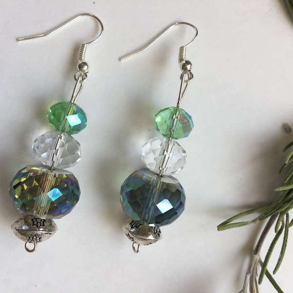 Dangle Earrings Faceted Glass Beads