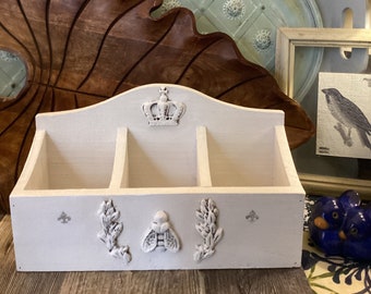 French country desk organizer up cycled by me honey bee crown laurels