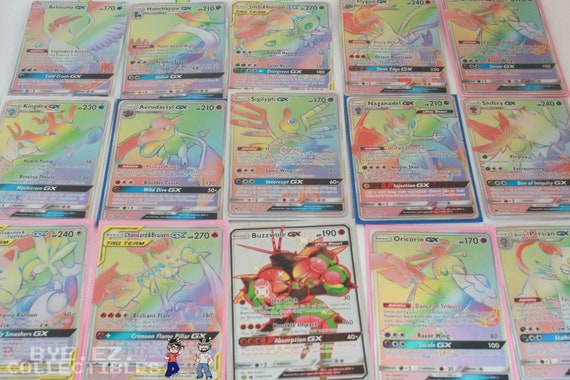 GX & Possible Full Art & Rainbow Rare. 10 Pokemon Card Lot!! Reverse/Holo 
