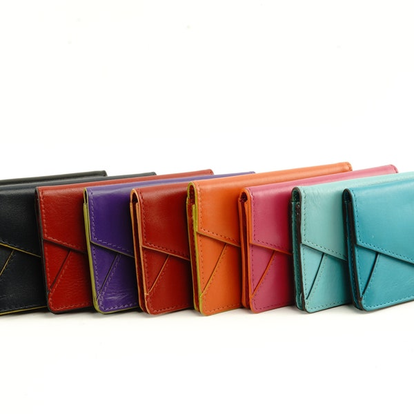 Leather Business Card Holder with Snap, Smooth Italian Leather