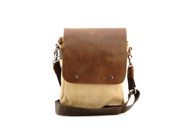 Mini Messenger Bag Navy and Coral Corduroy with Diamond Leather Adjustable Strap