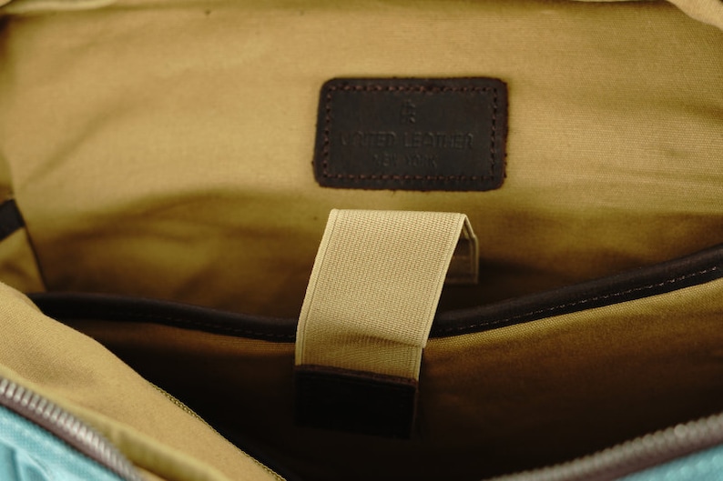 Medium Canvas Backpack with Smooth one-piece Leather Flap